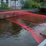 barrier tape 13/08, Installation over the Schiltach river, Schramberg, 2013