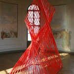 barrier tape 15/03, installation at the Red Tower of Belvedere castle Weimar, 2015
