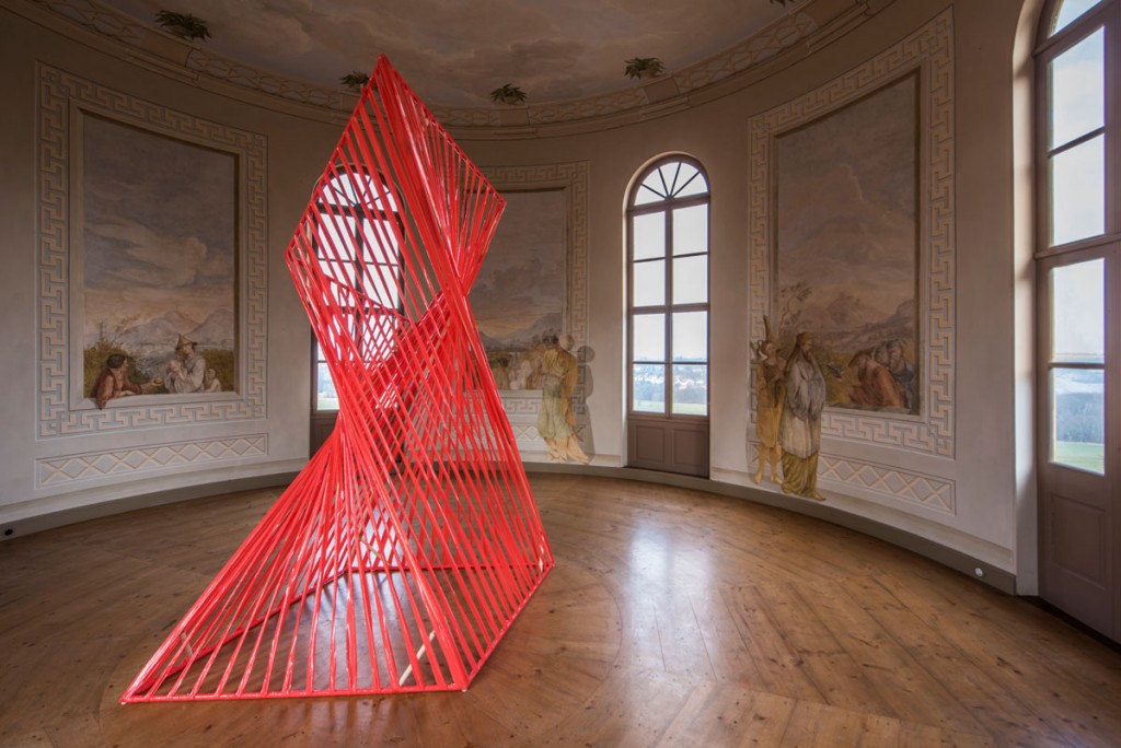 barrier tape 15/03, installation at the Red Tower of Belvedere castle Weimar, 2015